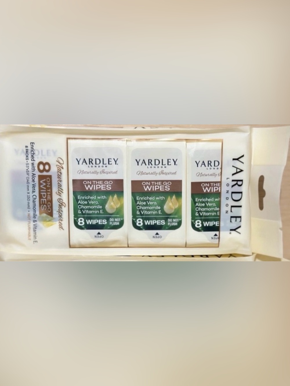 Yardley London On The Go Pre-Moistened Wipes, 8 Packs in Each Package